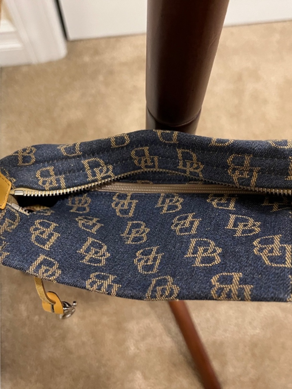 Vintage Dooney & Bourke Denim Monogram Pochette Shoulder Bag - Picture 3 of 4